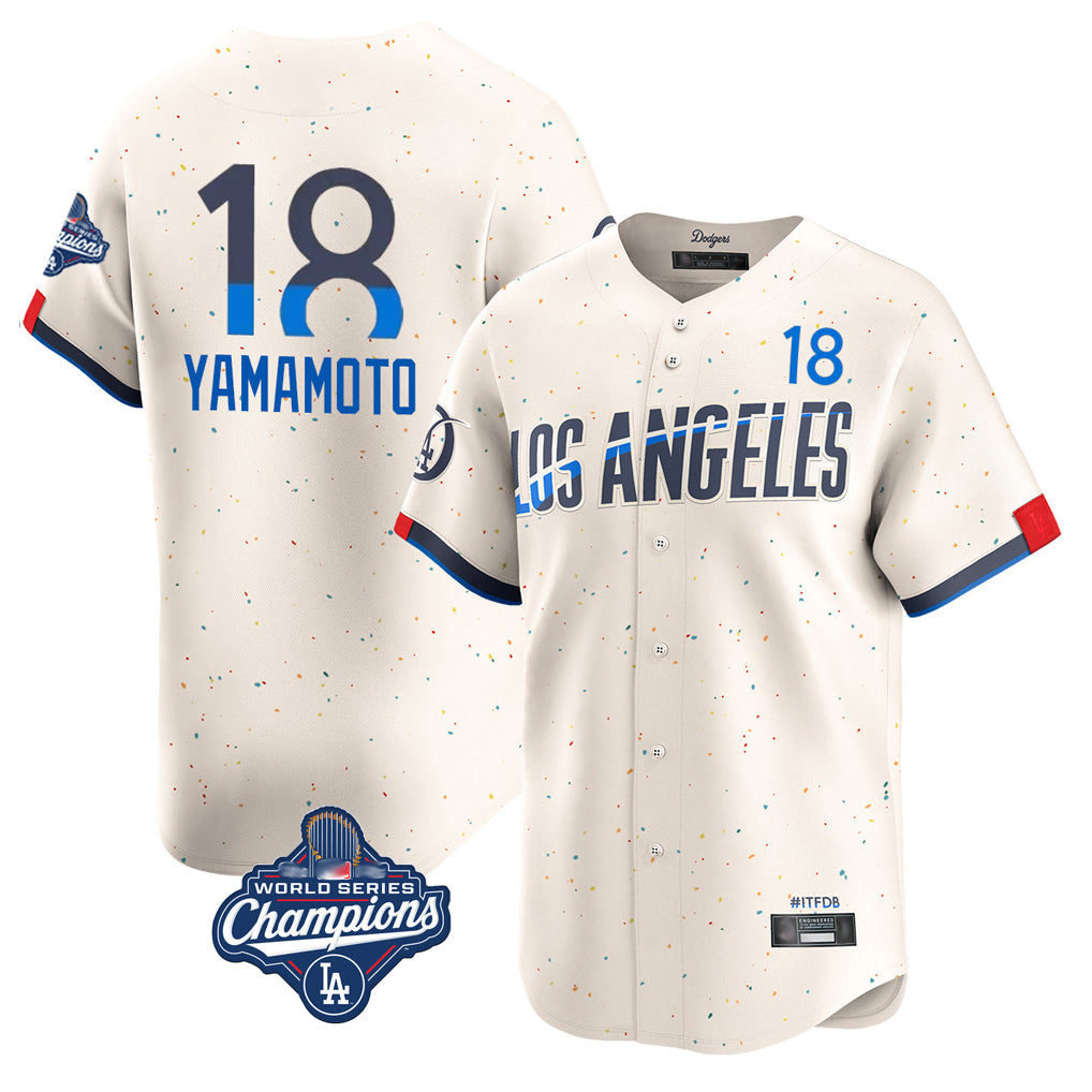 Yuxns LA.Dodgers #18 Yoshinobu Yamamoto Player Cream World Series Meet City Connect Limited Home Stitched Jerseys