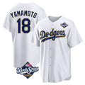Yuxns LA.Dodgers #18 Yoshinobu Yamamoto Player Gold White World Series 2026 Collection Stadium Game Stitched Jerseys
