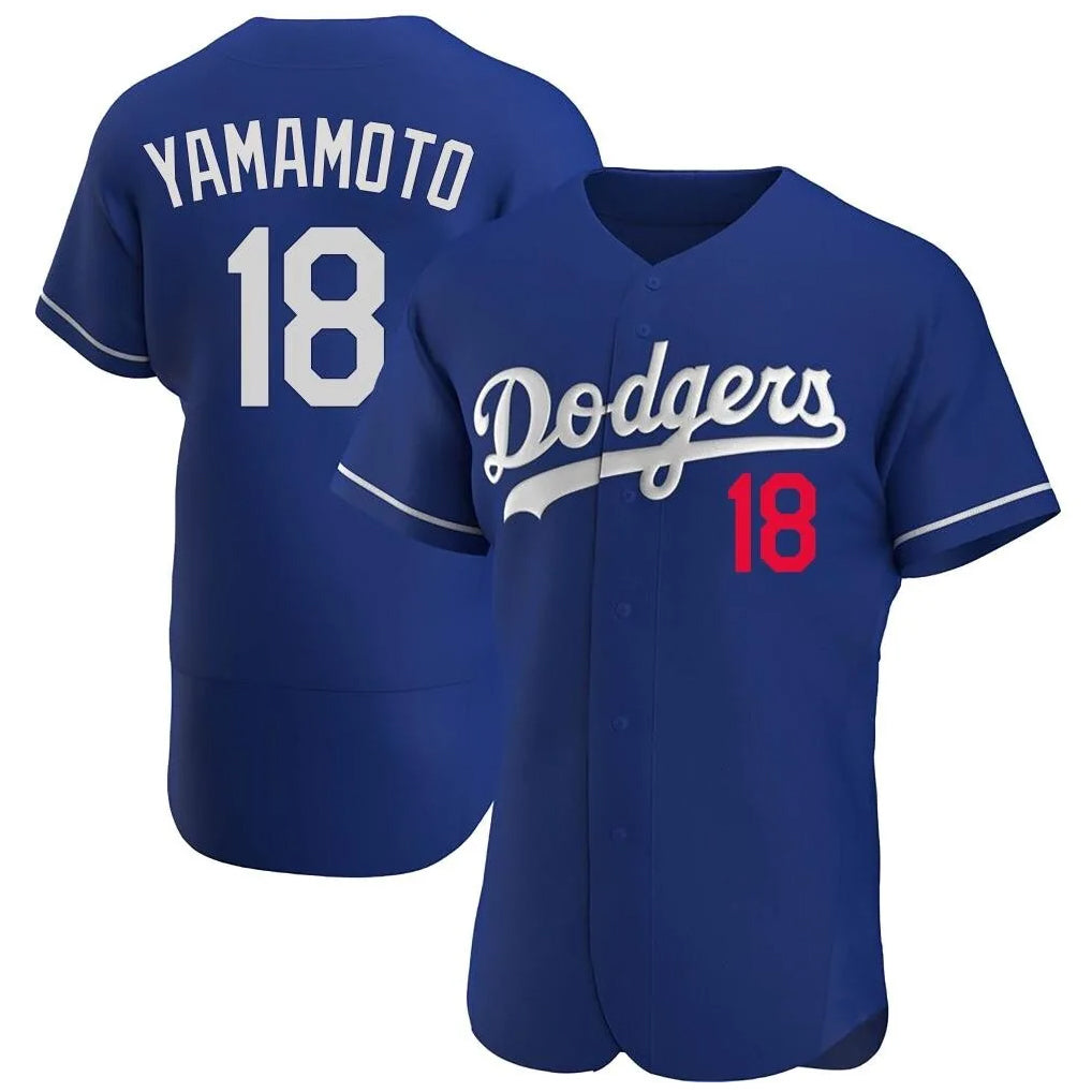 Yuxns LA.Dodgers #18 Yoshinobu Yamamoto Player Royal Limited Elite Home Stitched Jerseys