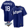 Yuxns LA.Dodgers #18 Yoshinobu Yamamoto Player Royal World Series Game Stitched Jerseys