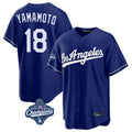 Yuxns LA.Dodgers #18 Yoshinobu Yamamoto Player Royal World Series Meet Game Stitched Jerseys