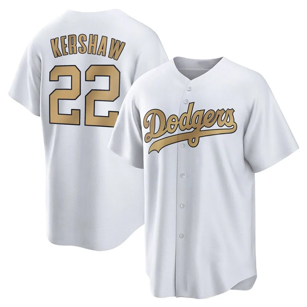 Yuxns LA.Dodgers #22 Clayton Kershaw Player Gold Collection Game Home Stitched Jerseys