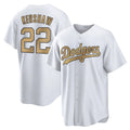 Yuxns LA.Dodgers #22 Clayton Kershaw Player Gold Collection Game Home Stitched Jerseys