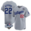 Yuxns LA.Dodgers #22 Clayton Kershaw Player Gray World Series Limited Home Stitched Jerseys