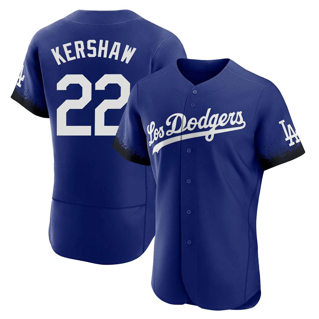 Yuxns LA.Dodgers #22 Clayton Kershaw Player Royal City Connect Elite Home Stitched Jerseys