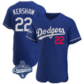 Yuxns LA.Dodgers #22 Clayton Kershaw Player Royal World Series Meet Limited Elite Home Stitched Jerseys