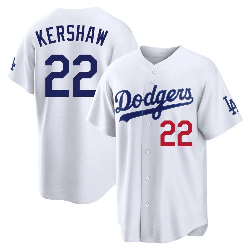 Yuxns LA.Dodgers #22 Clayton Kershaw Player White Home Game Stitched Jerseys