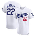 Yuxns LA.Dodgers #22 Clayton Kershaw Player White Limited Elite Stitched Jerseys