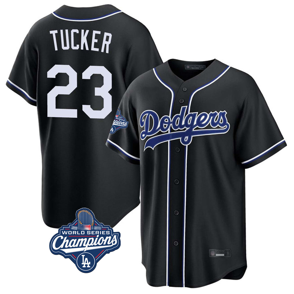 Yuxns LA.Dodgers #23 Kyle Tucker Player Black World Series Meet Carbon Limited Home Stitched Jerseys