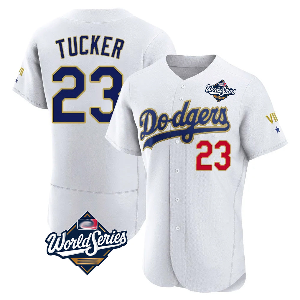 Yuxns LA.Dodgers #23 Kyle Tucker Player Gold White World Series 2026 Collection Stadium Limited Elite Stitched Jerseys