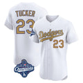 Yuxns LA.Dodgers #23 Kyle Tucker Player Gold World Series Meet Limited Elite Home Stitched Jerseys