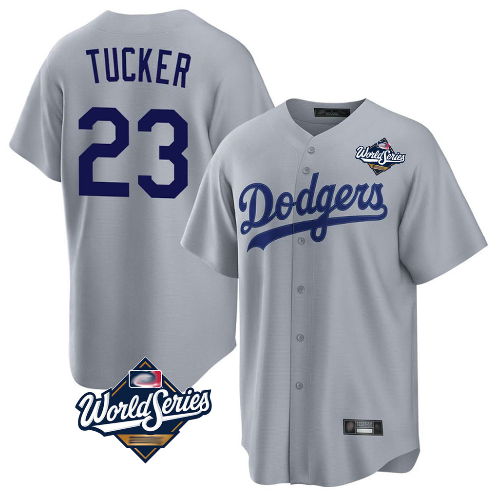 Yuxns LA.Dodgers #23 Kyle Tucker Player Gray World Series Game Stitched Jerseys