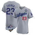 Yuxns LA.Dodgers #23 Kyle Tucker Player Gray World Series Limited Elite Home Stitched Jerseys