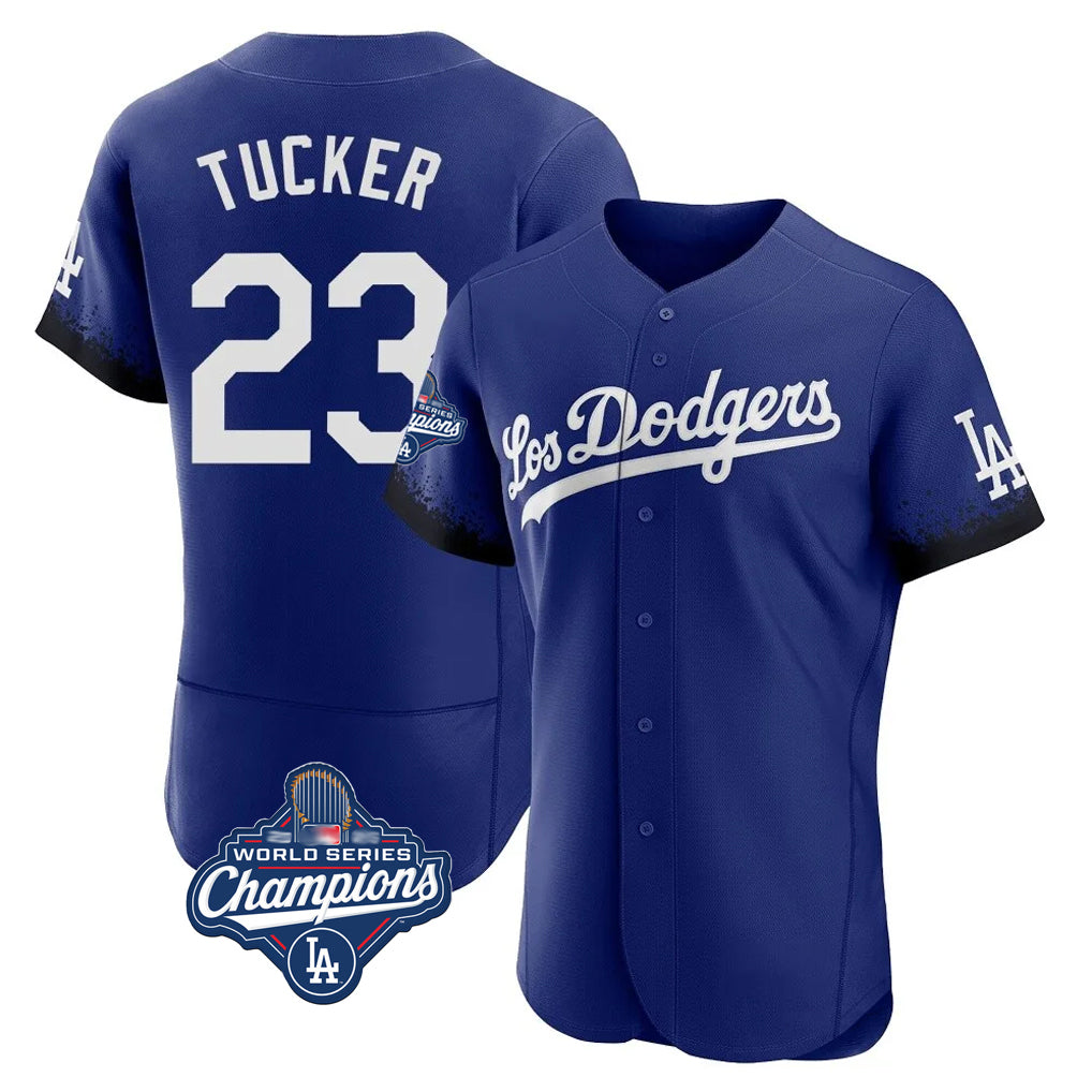 Yuxns LA.Dodgers #23 Kyle Tucker Player Royal World Series Meet City Connect Elite Home Stitched Jerseys