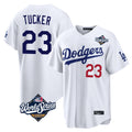 Yuxns LA.Dodgers #23 Kyle Tucker Player White World Series Home Game Stitched Jerseys