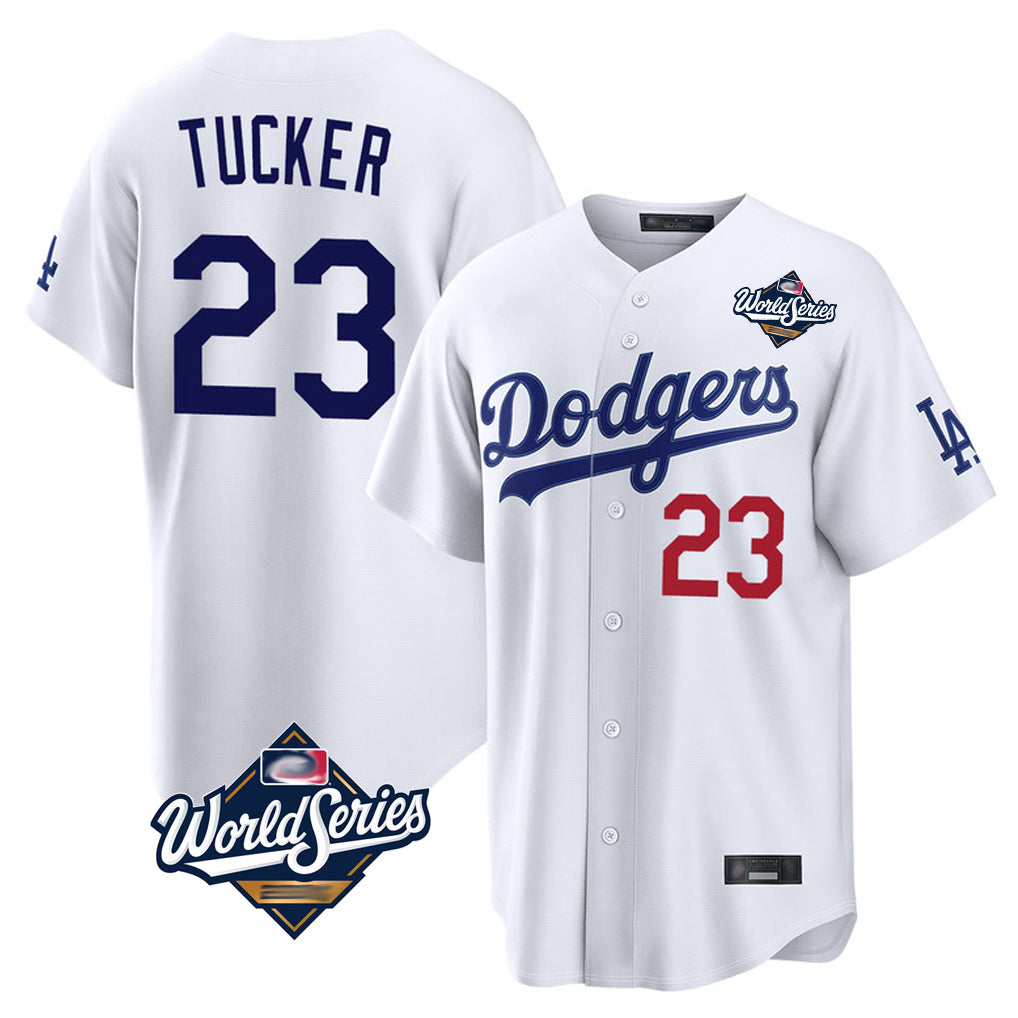 Yuxns LA.Dodgers #23 Kyle Tucker Player White World Series Home Game Stitched Jerseys