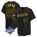 Yuxns LA.Dodgers #25 Tommy Edman Player Black World Series Meet Snake Skin City Game Home Stitched Jerseys