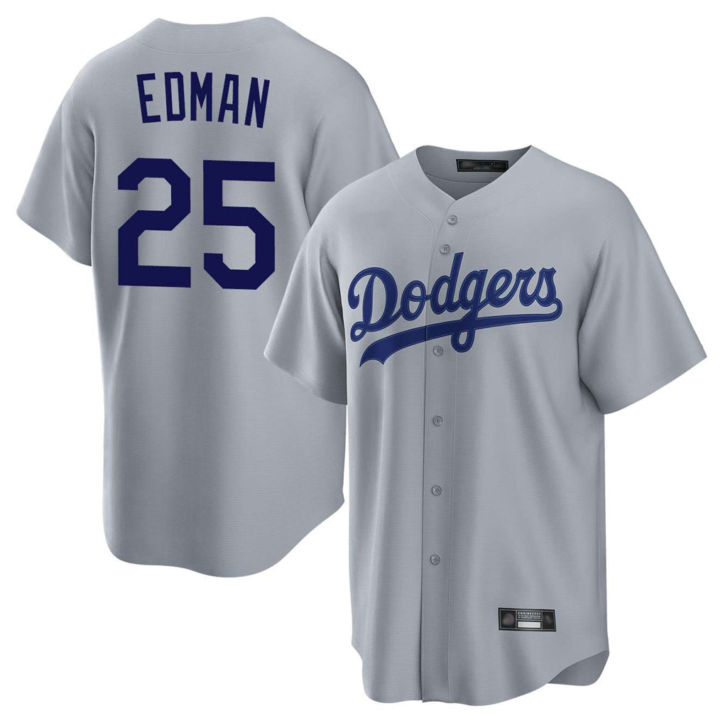 Yuxns LA.Dodgers #25 Tommy Edman Player Gray Game Stitched Jerseys