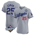 Yuxns LA.Dodgers #25 Tommy Edman Player Gray World Series Limited Elite Home Stitched Jerseys