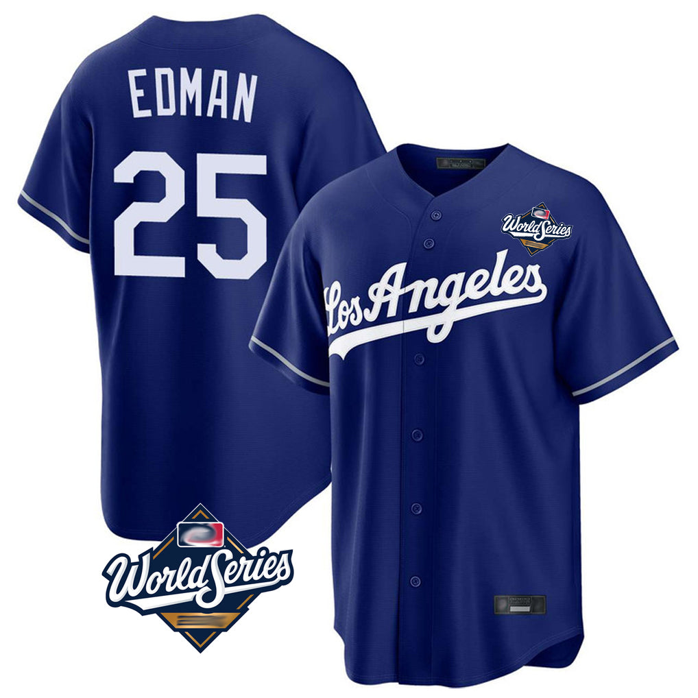 Yuxns LA.Dodgers #25 Tommy Edman Player Royal World Series Game Stitched Jerseys