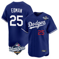 Yuxns LA.Dodgers #25 Tommy Edman Player Royal World Series Limited Home Stitched Jerseys