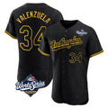 Yuxns LA.Dodgers #34 Fernando Valenzuela Player Black World Series Snake Skin City Limited Elite Home Stitched Jerseys