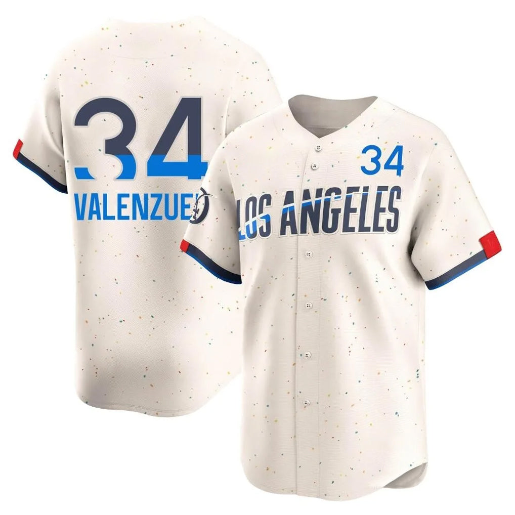 Yuxns LA.Dodgers #34 Fernando Valenzuela Player Cream City Connect Limited Home Stitched Jerseys