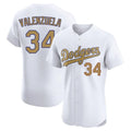 Yuxns LA.Dodgers #34 Fernando Valenzuela Player Gold Limited Elite Home Stitched Jerseys