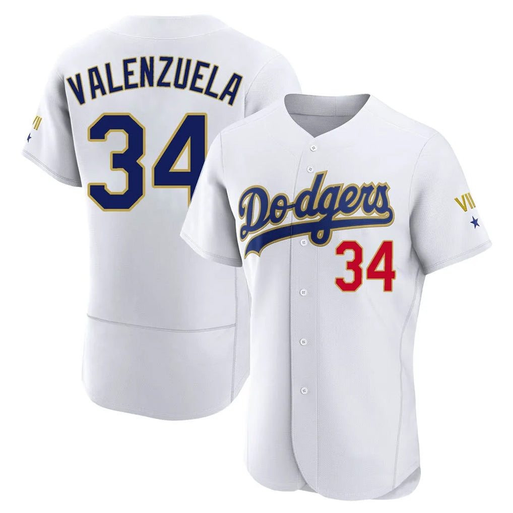 Yuxns LA.Dodgers #34 Fernando Valenzuela Player Gold White 2026 Collection Stadium Limited Elite Stitched Jerseys