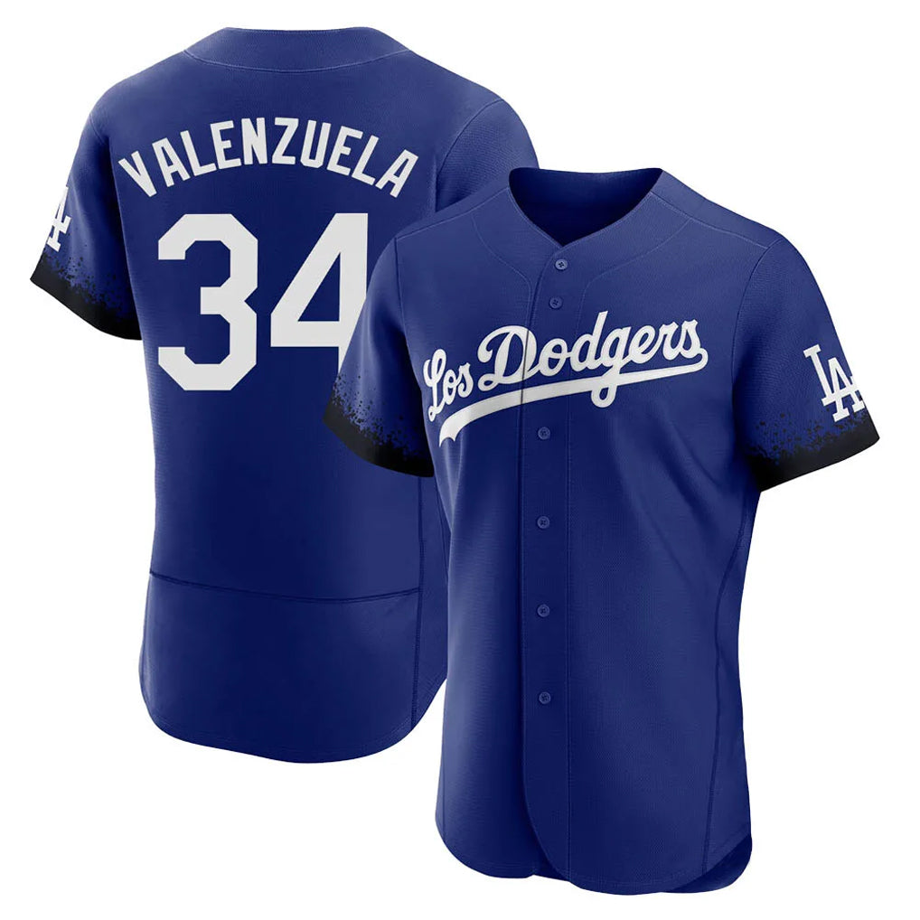Yuxns LA.Dodgers #34 Fernando Valenzuela Player Royal City Connect Elite Home Stitched Jerseys