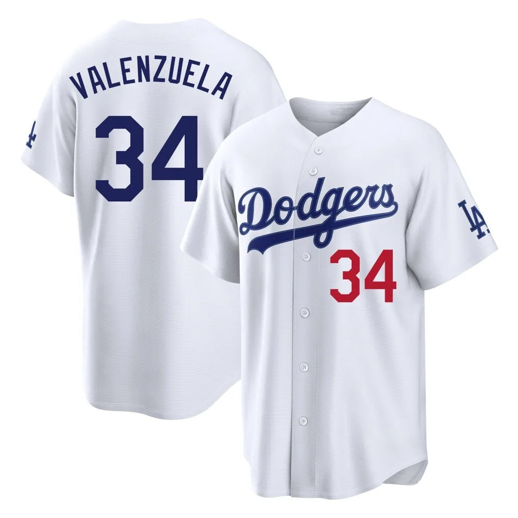 Yuxns LA.Dodgers #34 Fernando Valenzuela Player White Home Game Stitched Jerseys