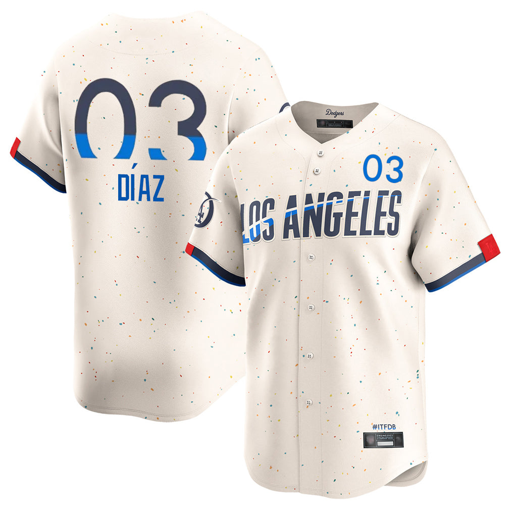Yuxns LA.Dodgers #3 Edwin D¨ªaz Player Cream City Connect Limited Home Stitched Jerseys