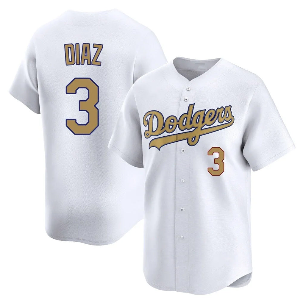 Yuxns LA.Dodgers #3 Edwin D¨ªaz Player Gold Collection Limited Home Stitched Jerseys