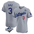 Yuxns LA.Dodgers #3 Edwin D¨ªaz Player Gray World Series Limited Elite Home Stitched Jerseys