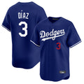 Yuxns LA.Dodgers #3 Edwin D¨ªaz Player Royal Limited Home Stitched Jerseys