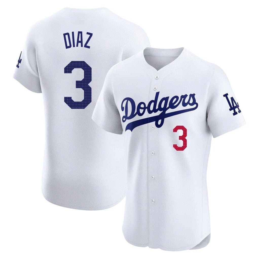 Yuxns LA.Dodgers #3 Edwin D¨ªaz Player White Limited Elite Home Stitched Jerseys