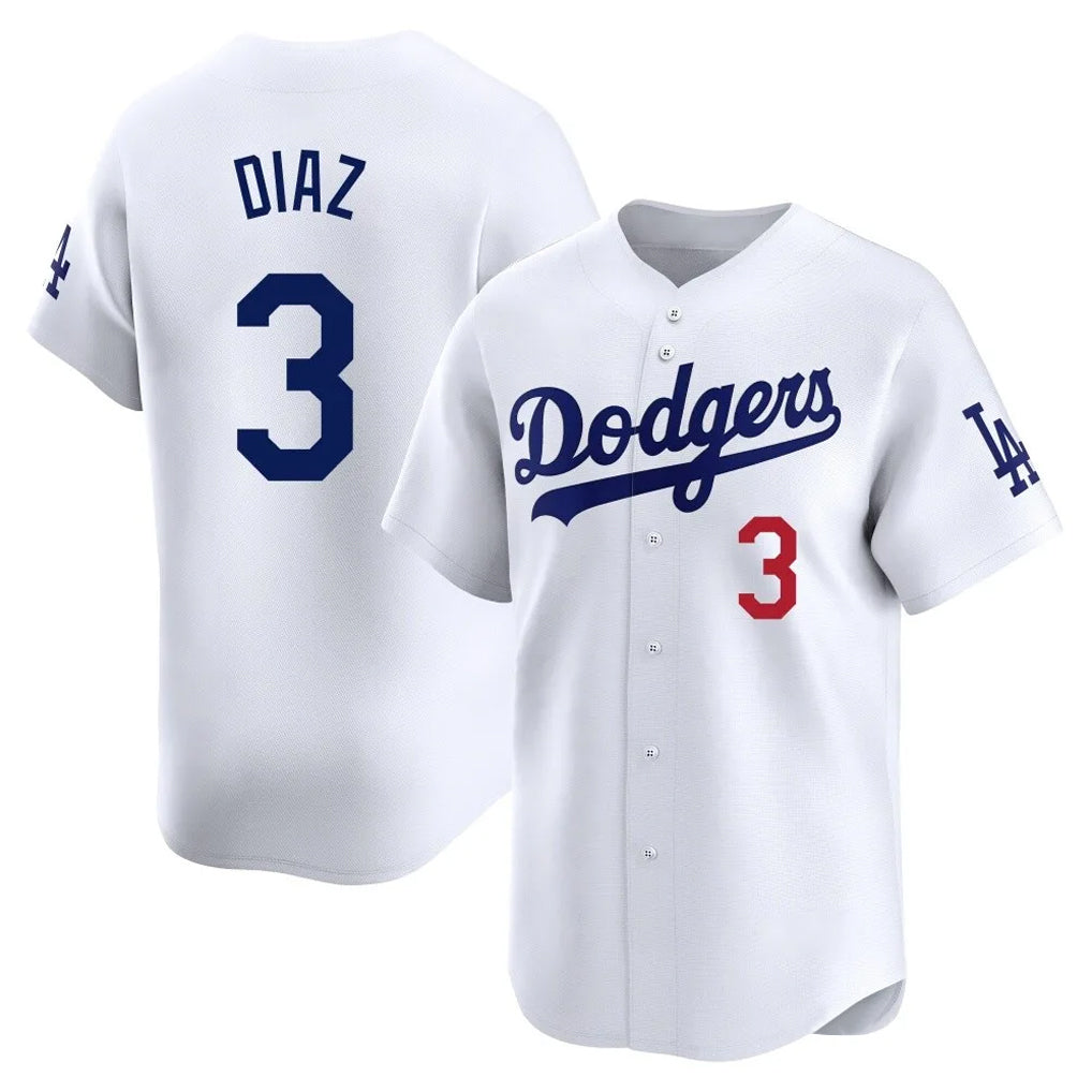 Yuxns LA.Dodgers #3 Edwin D¨ªaz Player White Limited Home Stitched Jerseys