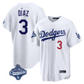 Yuxns LA.Dodgers #3 Edwin D¨ªaz Player White World Series Meet Home Game Stitched Jerseys