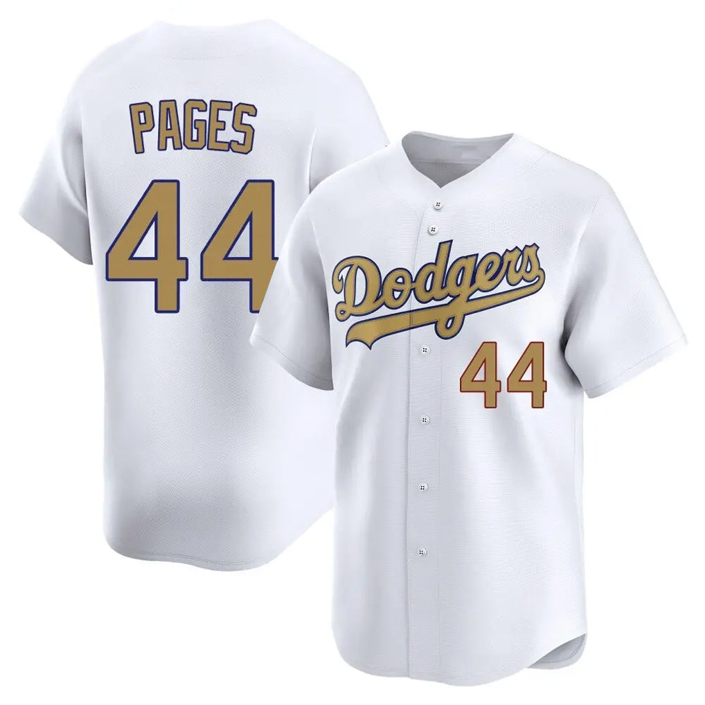 Yuxns LA.Dodgers #44 Andy Pages Player Gold Collection Limited Home Stitched Jerseys