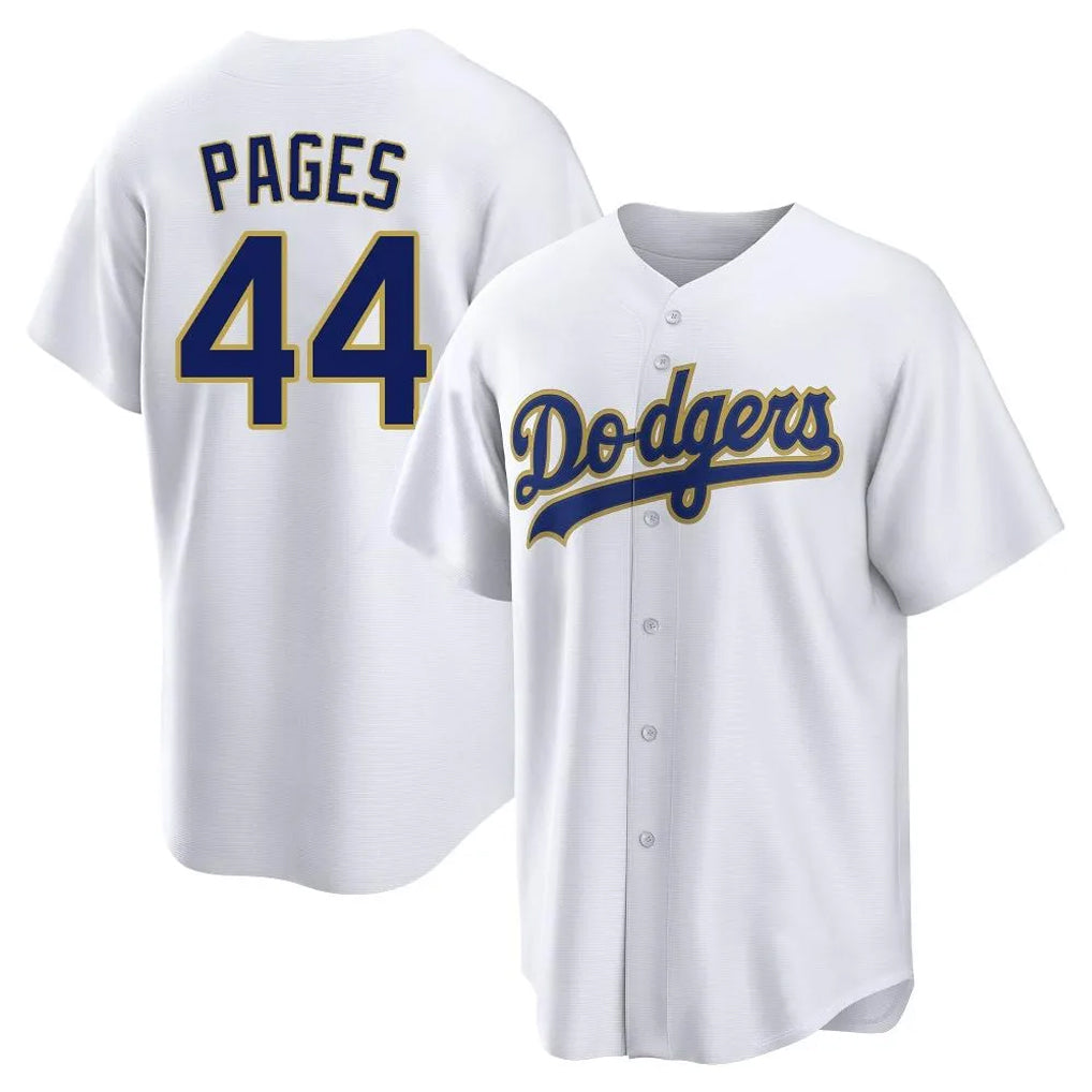 Yuxns LA.Dodgers #44 Andy Pages Player Gold White 2026 Collection Stadium Game Stitched Jerseys