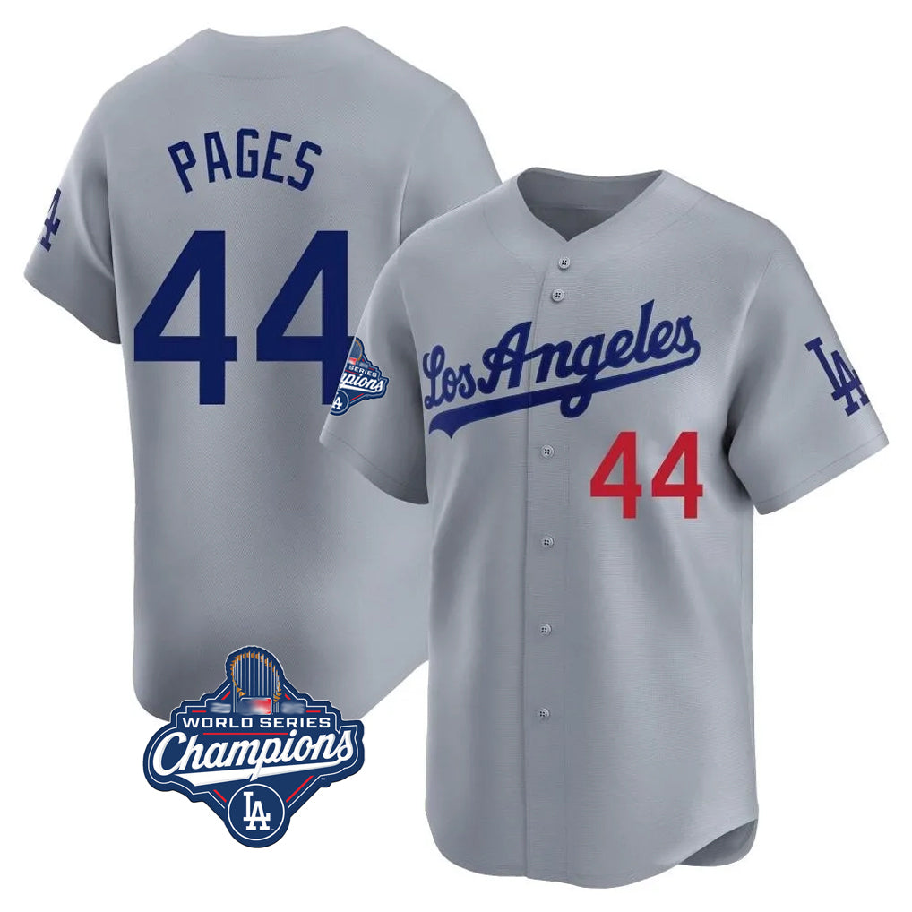 Yuxns LA.Dodgers #44 Andy Pages Player Gray World Series Meet Limited Home Stitched Jerseys