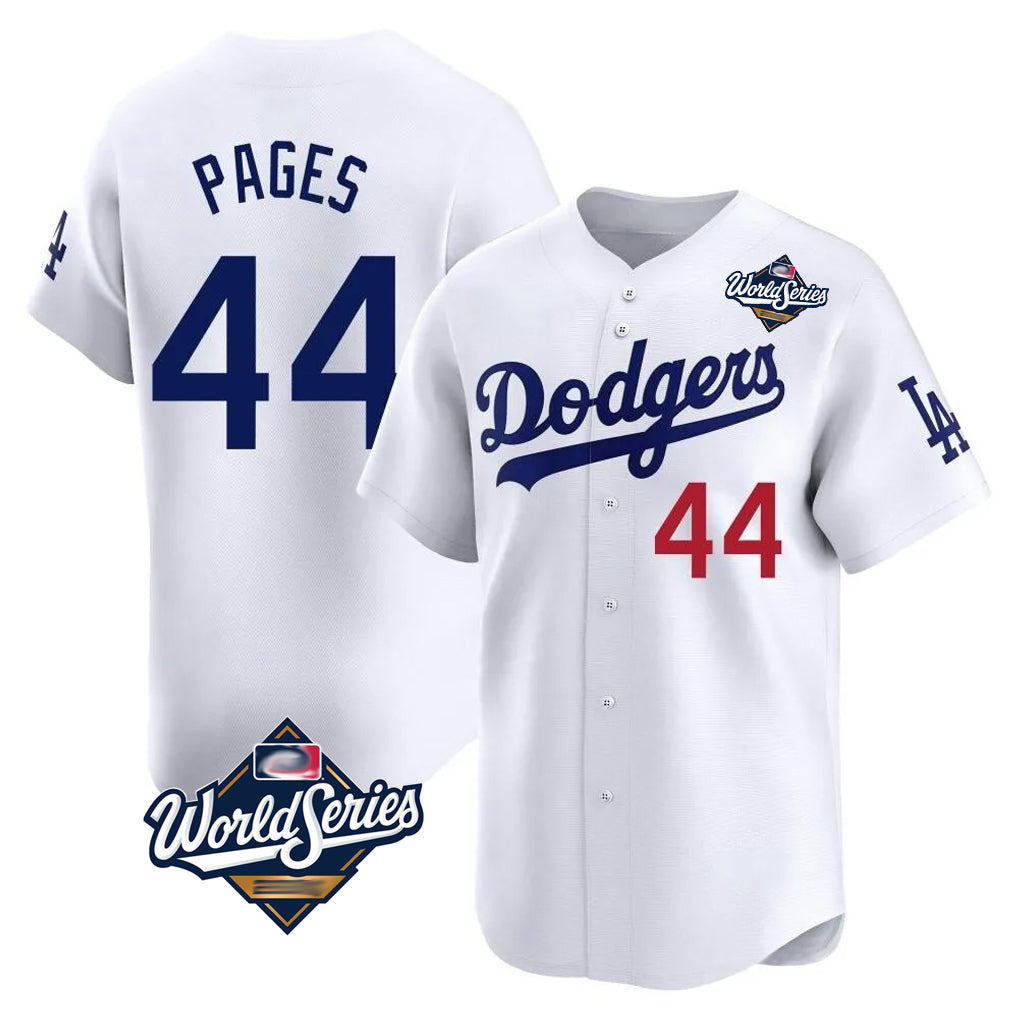 Yuxns LA.Dodgers #44 Andy Pages Player White World Series Limited Home Stitched Jerseys