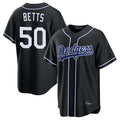 Yuxns LA.Dodgers #50 Mookie Betts Player Black Carbon Limited Home Stitched Jerseys