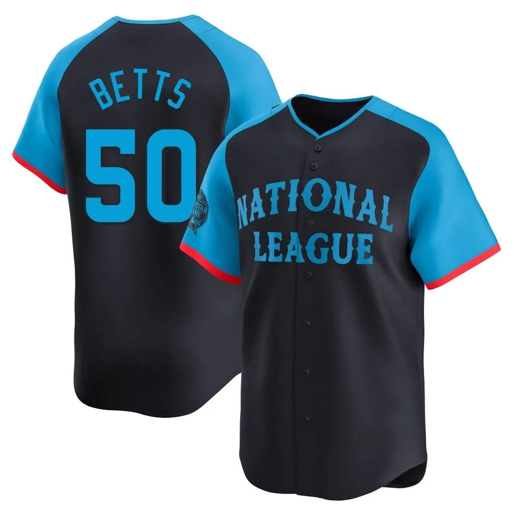 Yuxns LA.Dodgers #50 Mookie Betts Player Black National League All-Star Limited Home Stitched Jerseys