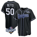 Yuxns LA.Dodgers #50 Mookie Betts Player Black World Series Carbon Limited Home Stitched Jerseys