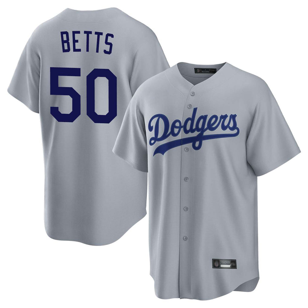 Yuxns LA.Dodgers #50 Mookie Betts Player Gray Game Stitched Jerseys