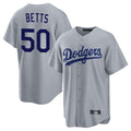 Yuxns LA.Dodgers #50 Mookie Betts Player Gray Game Stitched Jerseys