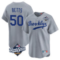 Yuxns LA.Dodgers #50 Mookie Betts Player Gray World Series Game Limited Home Stitched Jerseys