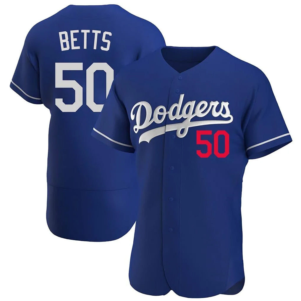 Yuxns LA.Dodgers #50 Mookie Betts Player Royal Limited Elite Home Stitched Jerseys