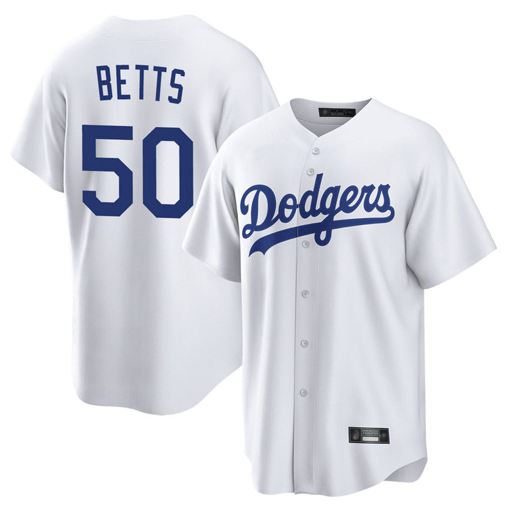 Yuxns LA.Dodgers #50 Mookie Betts Player White Game Home Stitched Jerseys